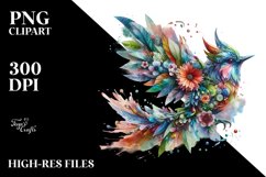 Vibrant Bird with Flowers PNG Product Image 3