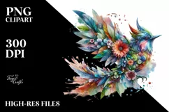 Vibrant Bird with Flowers PNG Product Image 3