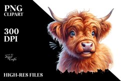 Cow Highland Cow Portrait Big Eyes Clipart Product Image 1
