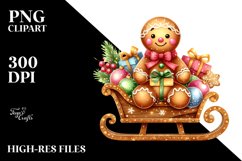 Gingerbread Man and Sleigh PNG Product Image 2