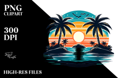 Retro Tropical Island Sunset 20 oz Tumbler PNG Product Image 2
