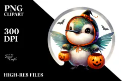 Cute Baby Hummingbird Halloween Digital Painting PNG Product Image 2