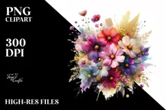 Vibrant Bouquet Gold Foil Clipart Product Image 1