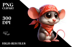 Silly Cartoon Mouse in Bandana, PNG Product Image 2