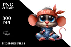 Silly Cartoon Mouse in Bandana, PNG Product Image 2