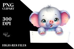 Baby Elephant with Big Eyes | Sublimation | Clipart Product Image 1