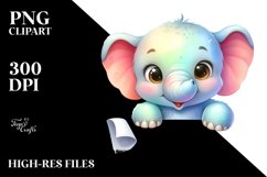 Baby Elephant with Big Eyes | Sublimation | Clipart Product Image 1
