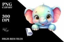 Baby Elephant with Big Eyes | Sublimation | Clipart Product Image 1