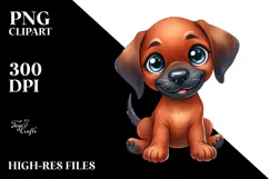 Watercolor Happy Cute Cartoon Rhodesian Ridgeback PNG Product Image 2