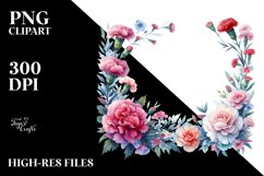 Colorful Carnation Frame, Transparent PNG Product Image 1