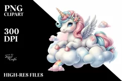 Unicorn Clouds Watercolor Pastel Clipart Product Image 1
