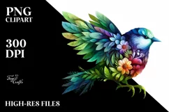Abstract Bird made of Flowers PNG Product Image 3