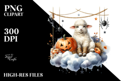 Lamb Dressed for Halloween on Cloud PNG Product Image 2