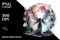 Gothic Fairy on Moon from Back PNG Product Image 2