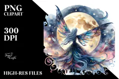 Gothic Fairy on Moon from Back PNG Product Image 2
