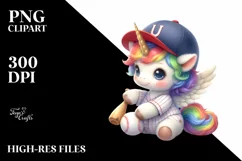 Cute Baby Unicorn Baseball | Clipart Product Image 1