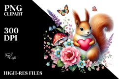 Adorned Squirrel on Flower Holding Heart PNG Product Image 2