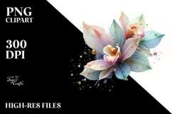 -like Orchid, Watercolor Splash PNG Product Image 1