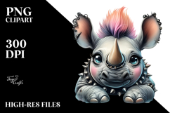 Punk Rhino Portrait PNG Product Image 2