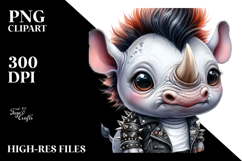 Punk Rhino Portrait PNG Product Image 2