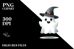 Simple Funny Haloween Clipart with GHOST PNG Product Image 2