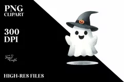 Simple Funny Haloween Clipart with GHOST PNG Product Image 3