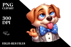 Cartoony Dog with Bow Tie PNG Product Image 2