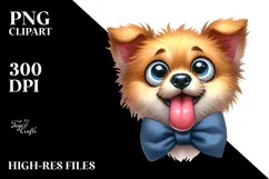 Cartoony Dog with Bow Tie PNG Product Image 2