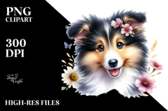 Watercolor Happy Cute Collie PNG Product Image 2