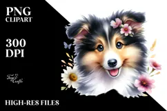 Watercolor Happy Cute Collie PNG Product Image 2