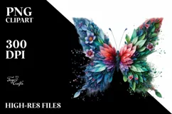 Vibrant Butterfly with Flowers PNG Product Image 1