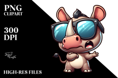 Cute Cartoon Rhino with Oversized Sunglasses, Transparent Product Image 2
