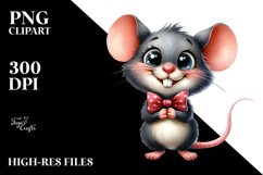 Excited Mouse Standing Bow | Sublimation | Clipart Product Image 2
