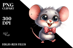 Excited Mouse Standing Bow | Sublimation | Clipart Product Image 2