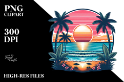 Retro Tropical Beach Sunset Clipart Tshirt, 20 oz Tumbler Product Image 2
