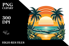 Retro Tropical Beach Sunset Clipart Tshirt, 20 oz Tumbler Product Image 2