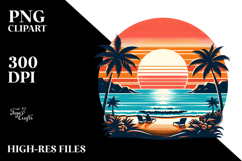 Retro Tropical Beach Sunset Clipart Tshirt, 20 oz Tumbler Product Image 2