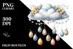 Watercolor Cloud with Hanging Easter Eggs PNG Product Image 2