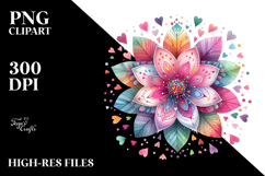 Colorful Boho Flower with Heart Petals PNG Product Image 2