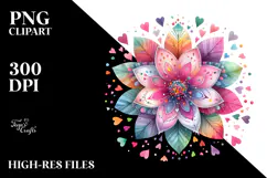 Colorful Boho Flower with Heart Petals PNG Product Image 2