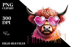 Highland Cow with Sunglasses, PNG Product Image 2