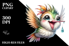 Hummingbird Whimsical Watercolor Clipart Product Image 2