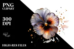 Glossy Pansy with Golden Insertions, PNG Product Image 2