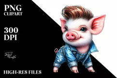 excited Baby Pig Posing PNG Product Image 1