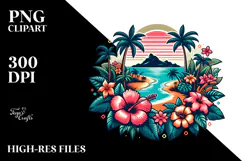 Retro Tropical Flower Island PNG Product Image 2
