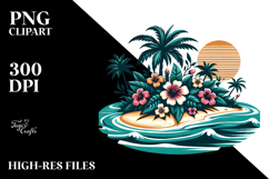 Retro Tropical Flower Island Clipart Product Image 2