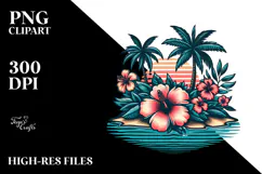 Retro Tropical Flower Island PNG Product Image 2