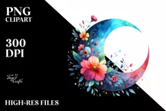 Vibrant Whimsical Moon Clipart, High-Quality PNG Product Image 1