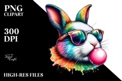 Colorful Rabbit Portrait | Sublimation | Clipart Product Image 1