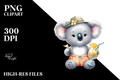 Cute Koala in Beachwear with Cocktail PNG Product Image 2